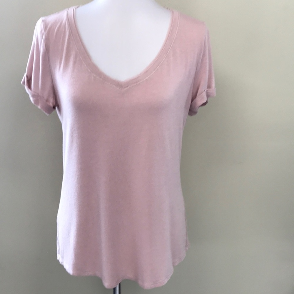 🌿WHBM Blush V-Neck Trim Top
